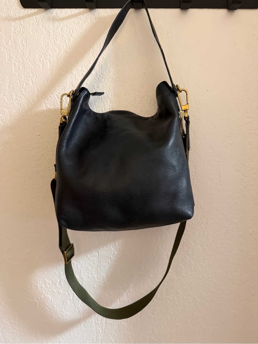 Fossil Black Genuine Leather Hobo Shoulder Crossbody Bag - Picture 3 of 6